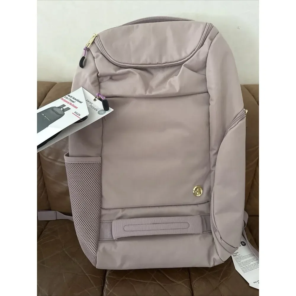 Swissdigital Design Multi-functional 2-In-1 Travel Backpack/Suitcase Mauve Pink